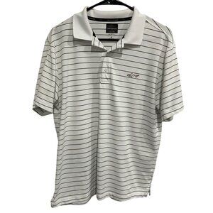 Greg Norman For Tasso Elba Mens Striped Polo Shirt Size M White Black